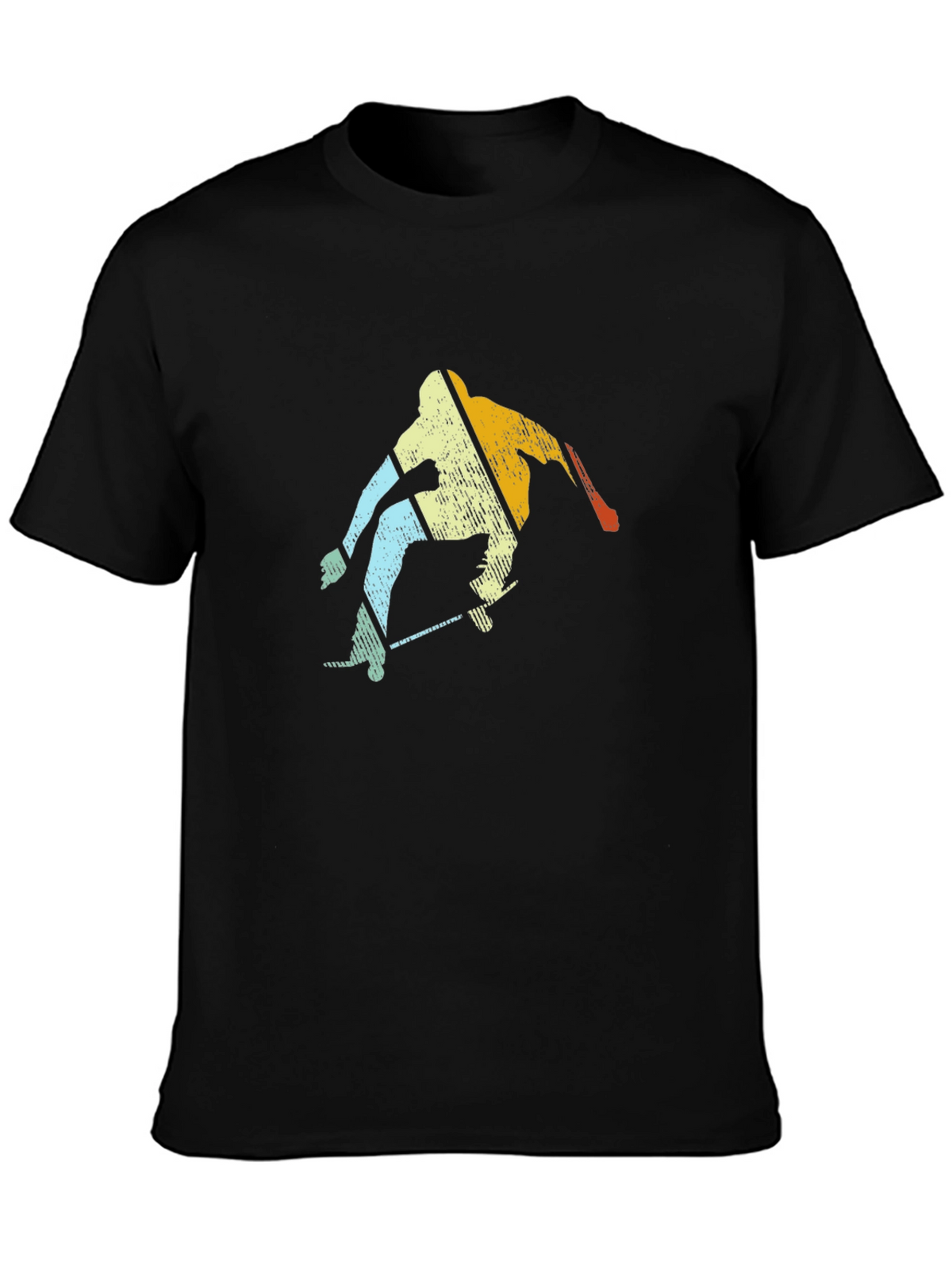 Retro Skateboarder Graphic Tee - Cool Black T-Shirt