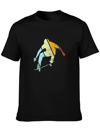 Retro Skateboarder Graphic Tee - Cool Black T-Shirt