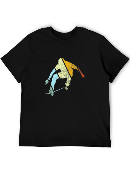 Retro Skateboarder Graphic Tee - Cool Black T-Shirt
