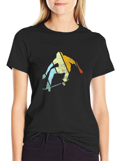 Retro Skateboarder Graphic Tee - Cool Black T-Shirt