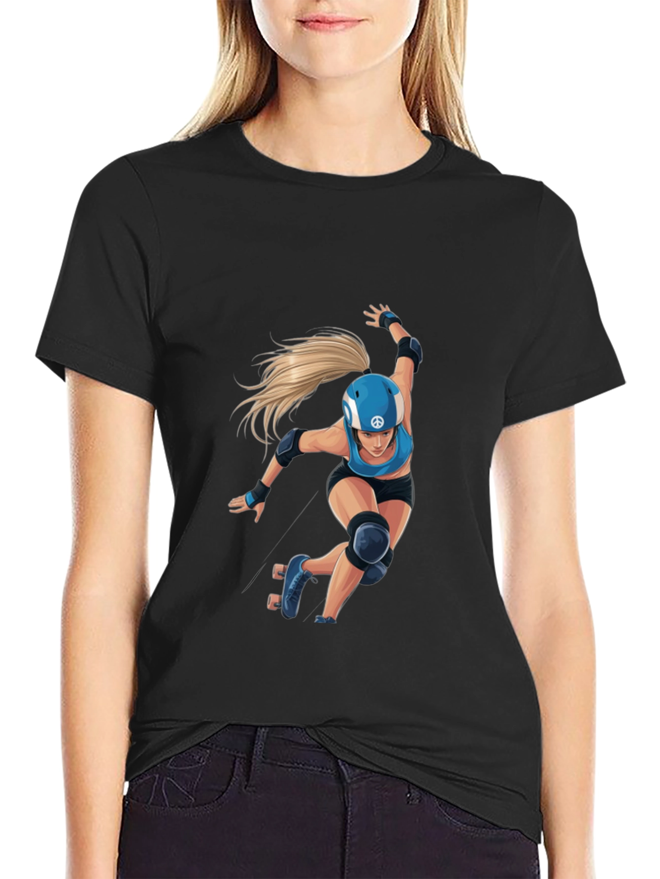 Roller Derby Graphic Tee - Black Cotton Blend