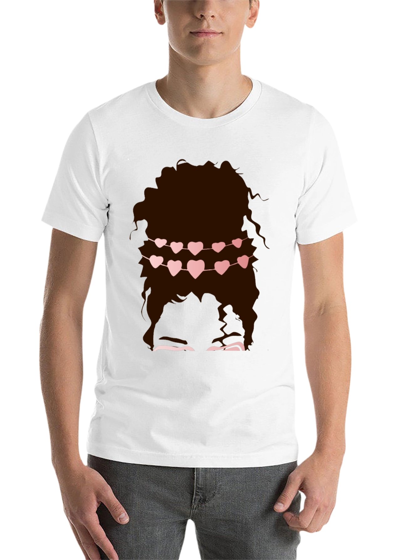 Messy Bun Heart Garland Graphic Tee - Valentines Style