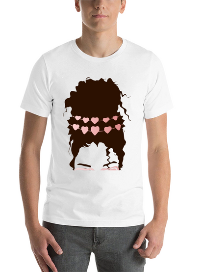 Messy Bun Heart Garland Graphic Tee - Valentines Style