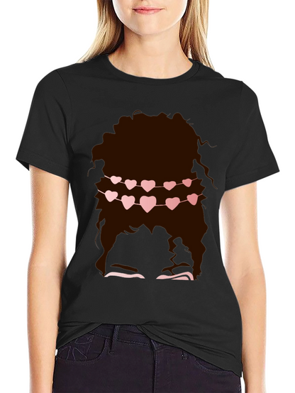 Messy Bun Heart Garland Graphic Tee - Valentines Style