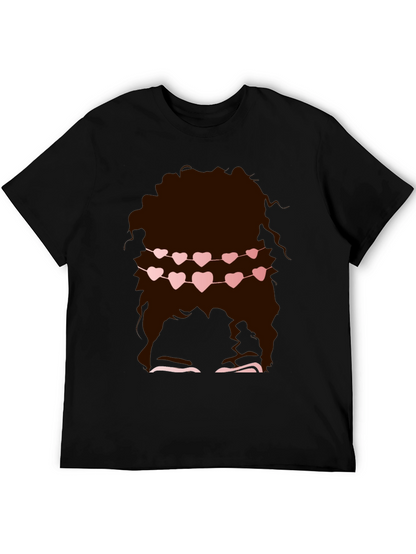 Messy Bun Heart Garland Graphic Tee - Valentines Style