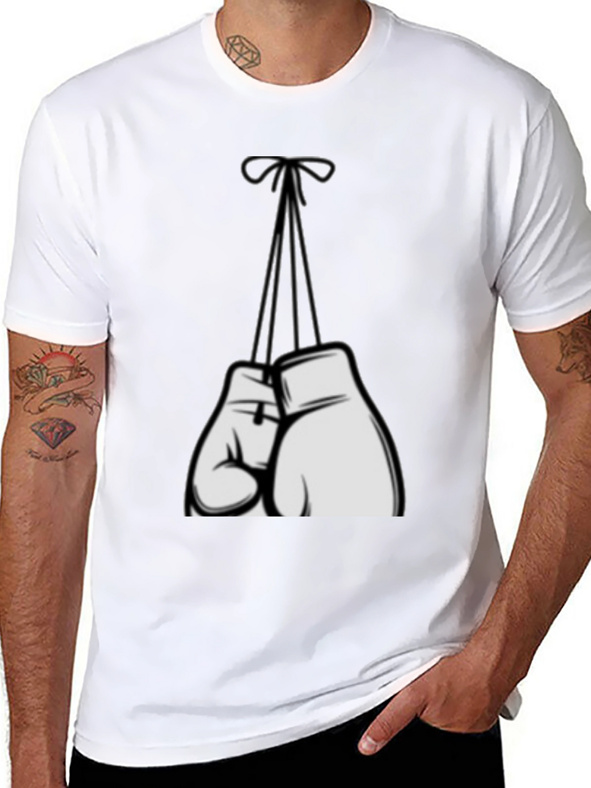 Boxing Gloves Graphic Tee - Black Casual Shirt