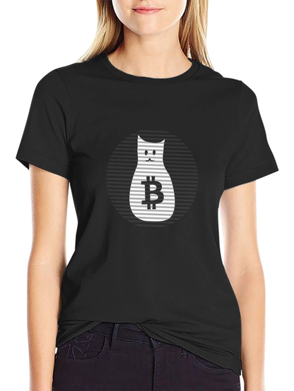 Bitcoin Cat Graphic T-Shirt - Black