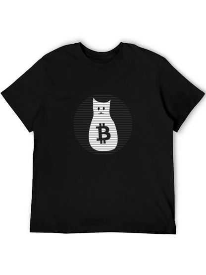 Bitcoin Cat Graphic T-Shirt - Black