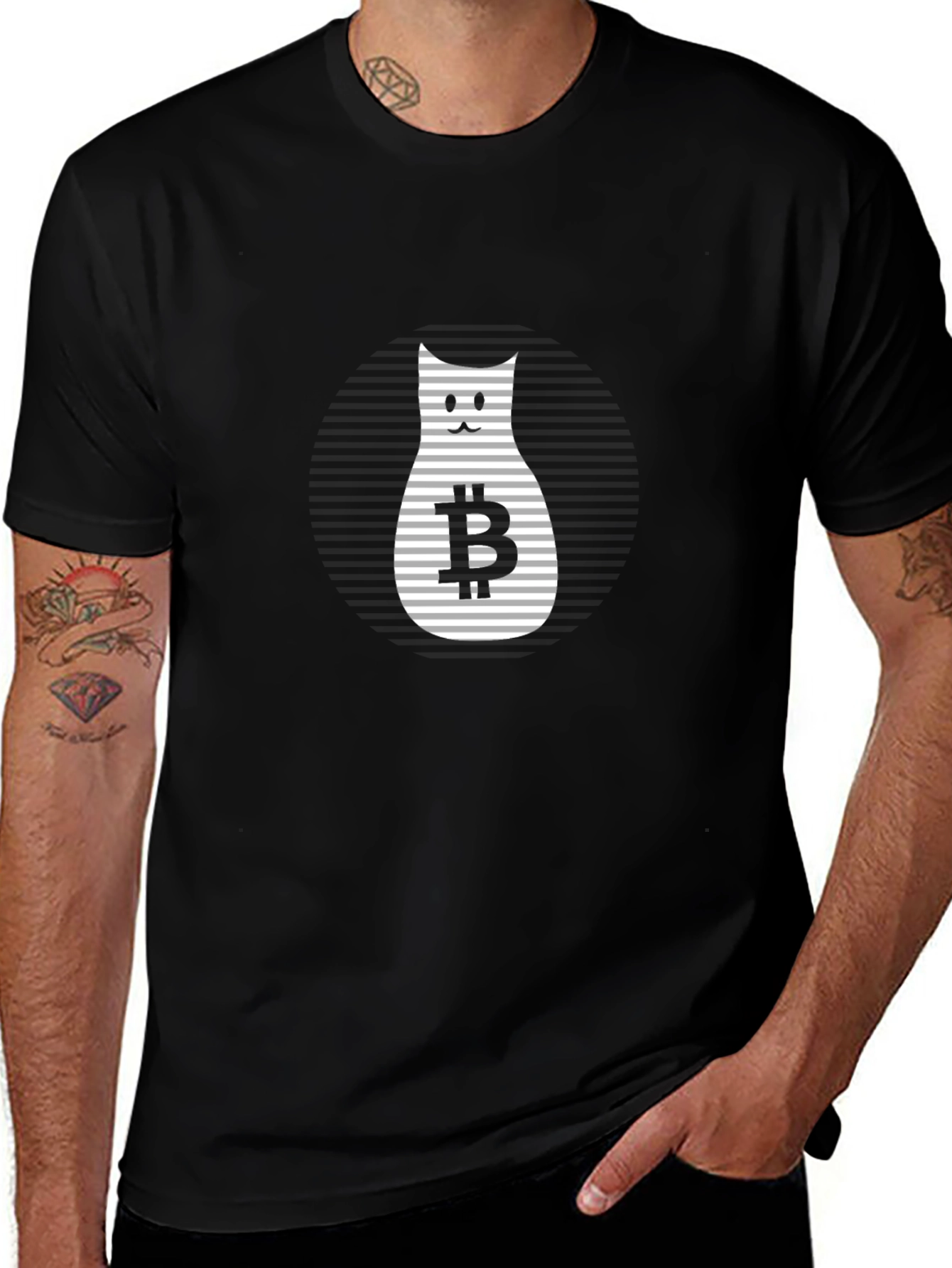 Bitcoin Cat Graphic T-Shirt - Black