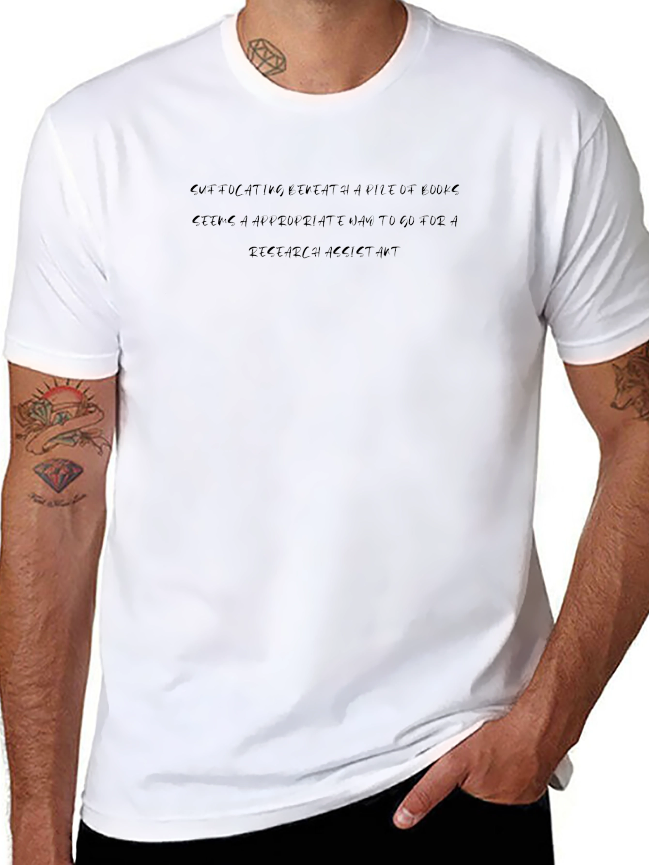 Dark Humor Graphic Tee - Suffocating Research Assistant