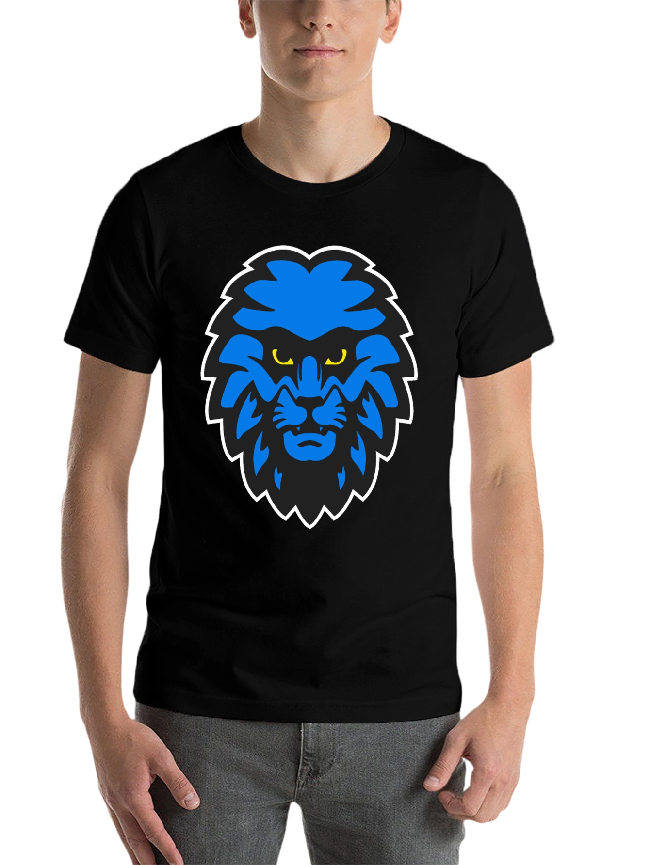 Blue Lion Graphic Black T-Shirt