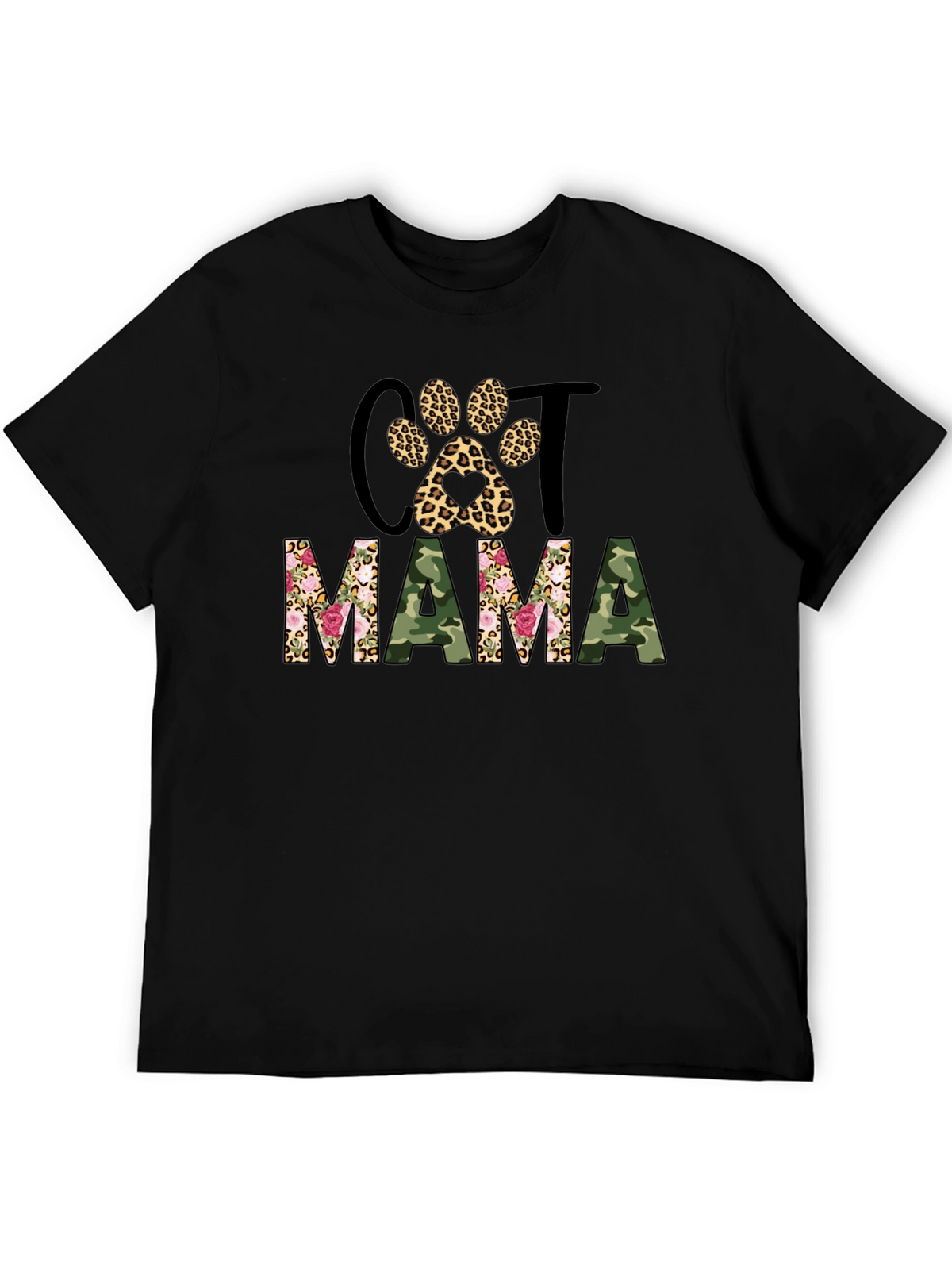 Cat Mama Leopard Paw Camo Print T-Shirt