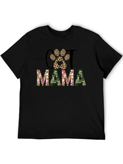 Cat Mama Leopard Paw Camo Print T-Shirt
