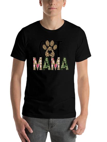 Cat Mama Leopard Paw Camo Print T-Shirt