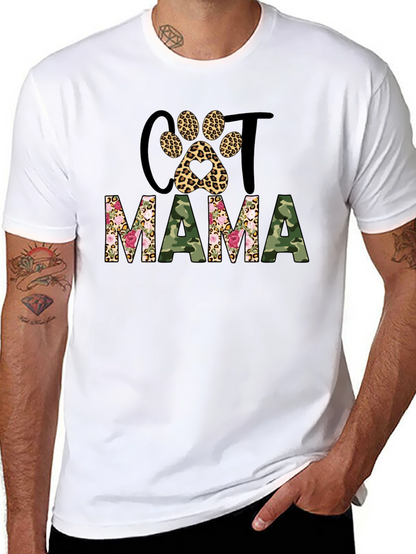 Cat Mama Leopard Paw Camo Print T-Shirt