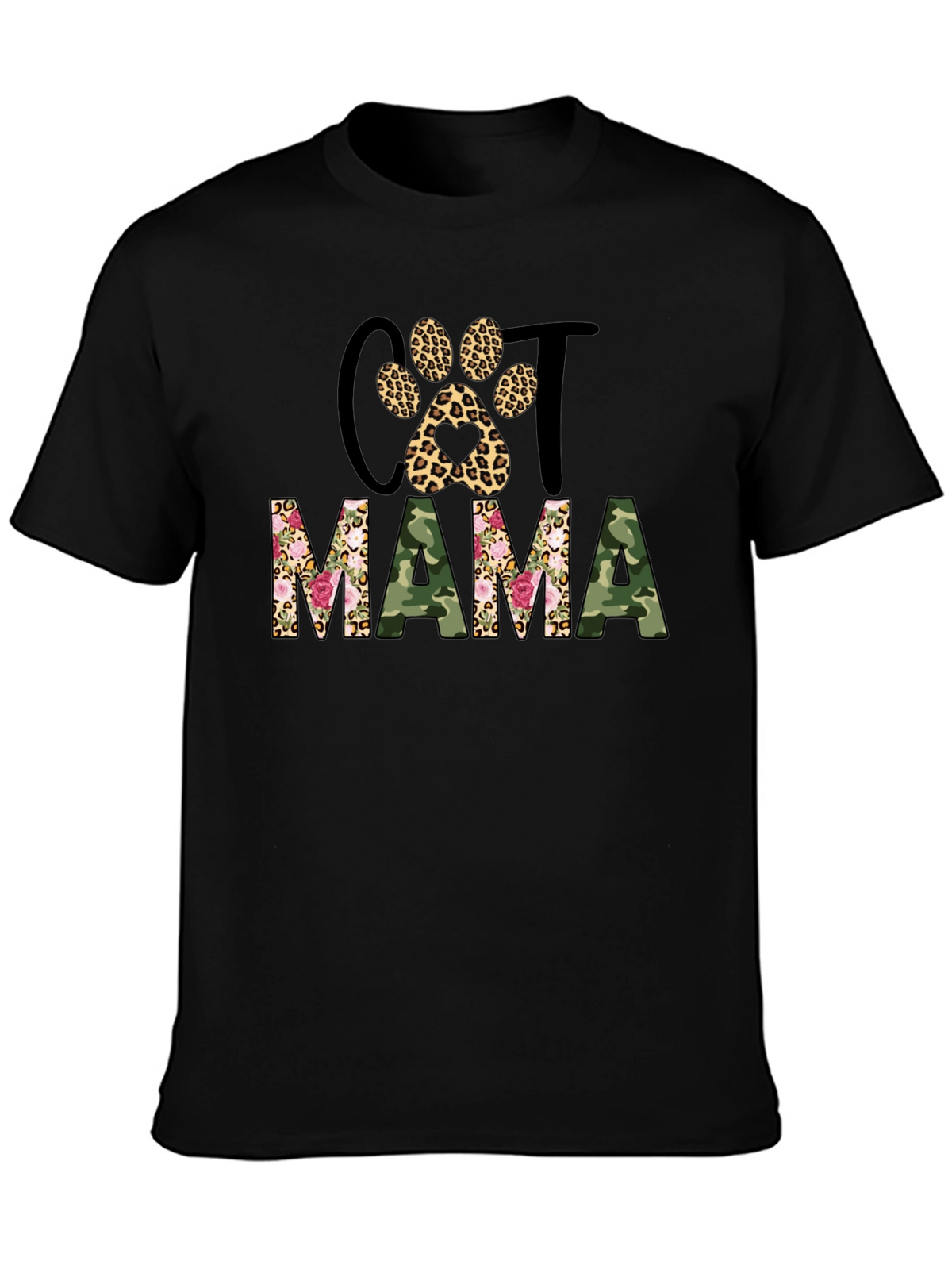 Cat Mama Leopard Paw Camo Print T-Shirt
