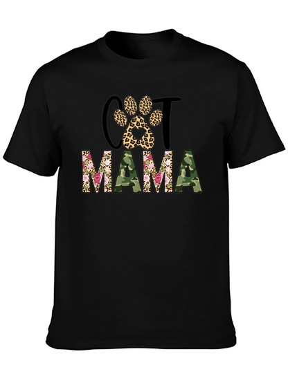 Cat Mama Leopard Paw Camo Print T-Shirt