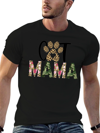 Cat Mama Leopard Paw Camo Print T-Shirt
