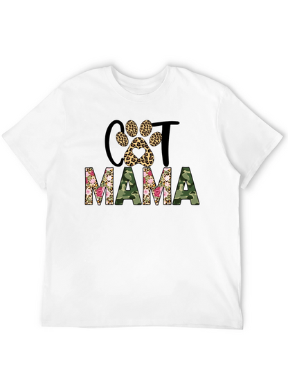Cat Mama Leopard Paw Camo Print T-Shirt