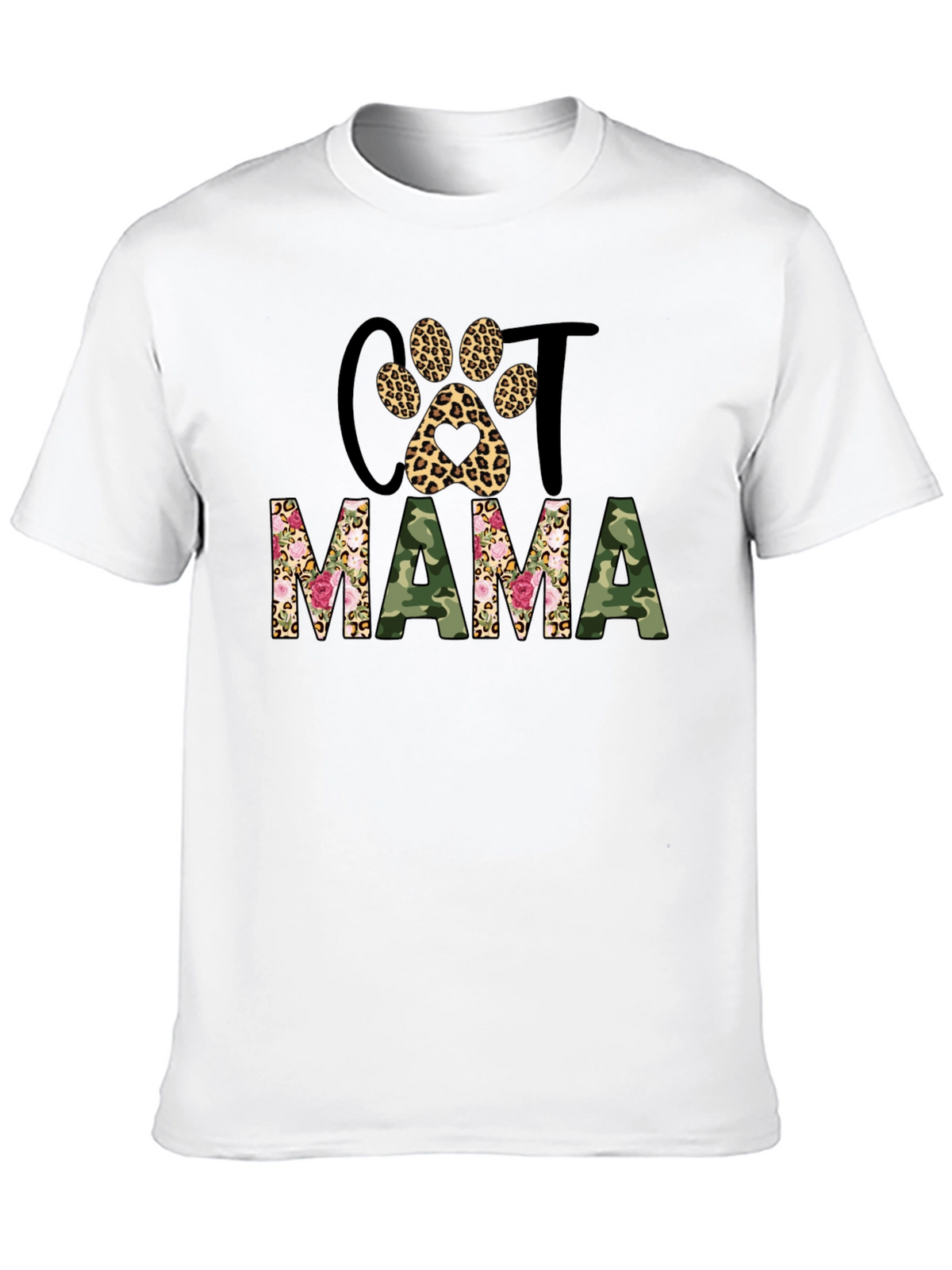 Cat Mama Leopard Paw Camo Print T-Shirt
