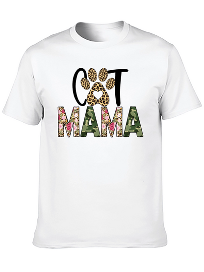 Cat Mama Leopard Paw Camo Print T-Shirt