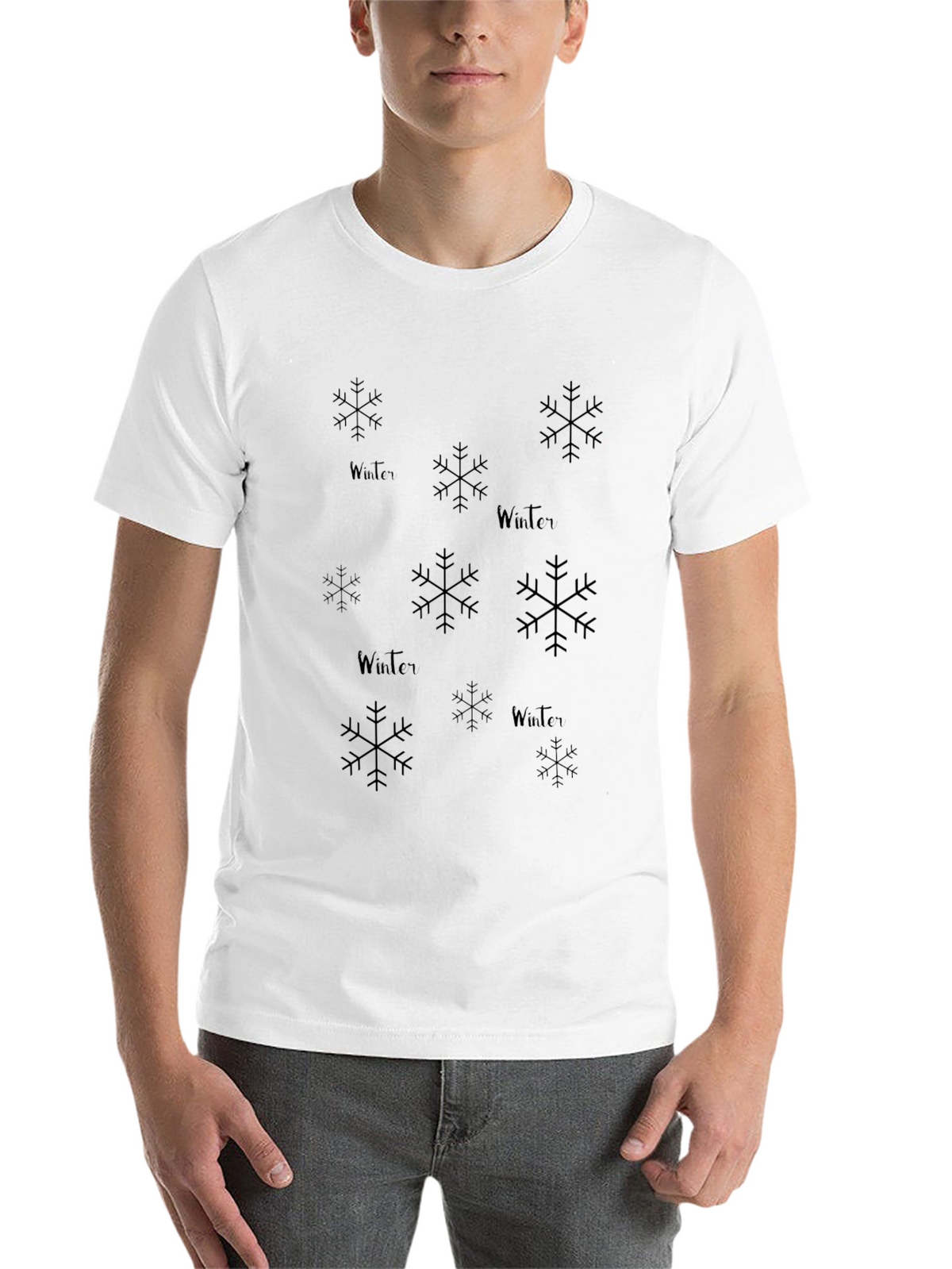 Winter Snowflake Graphic Black T-Shirt