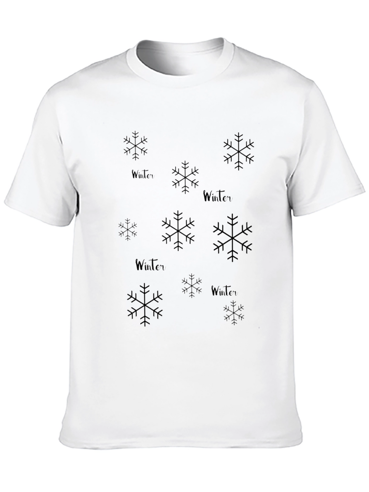 Winter Snowflake Graphic Black T-Shirt