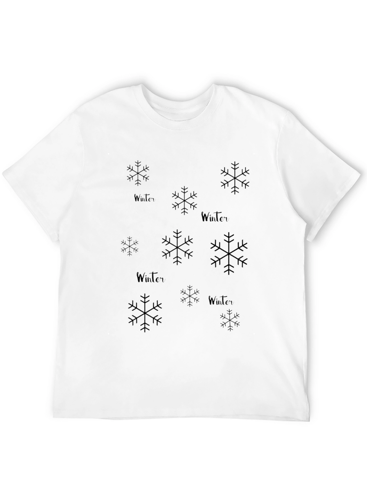 Winter Snowflake Graphic Black T-Shirt