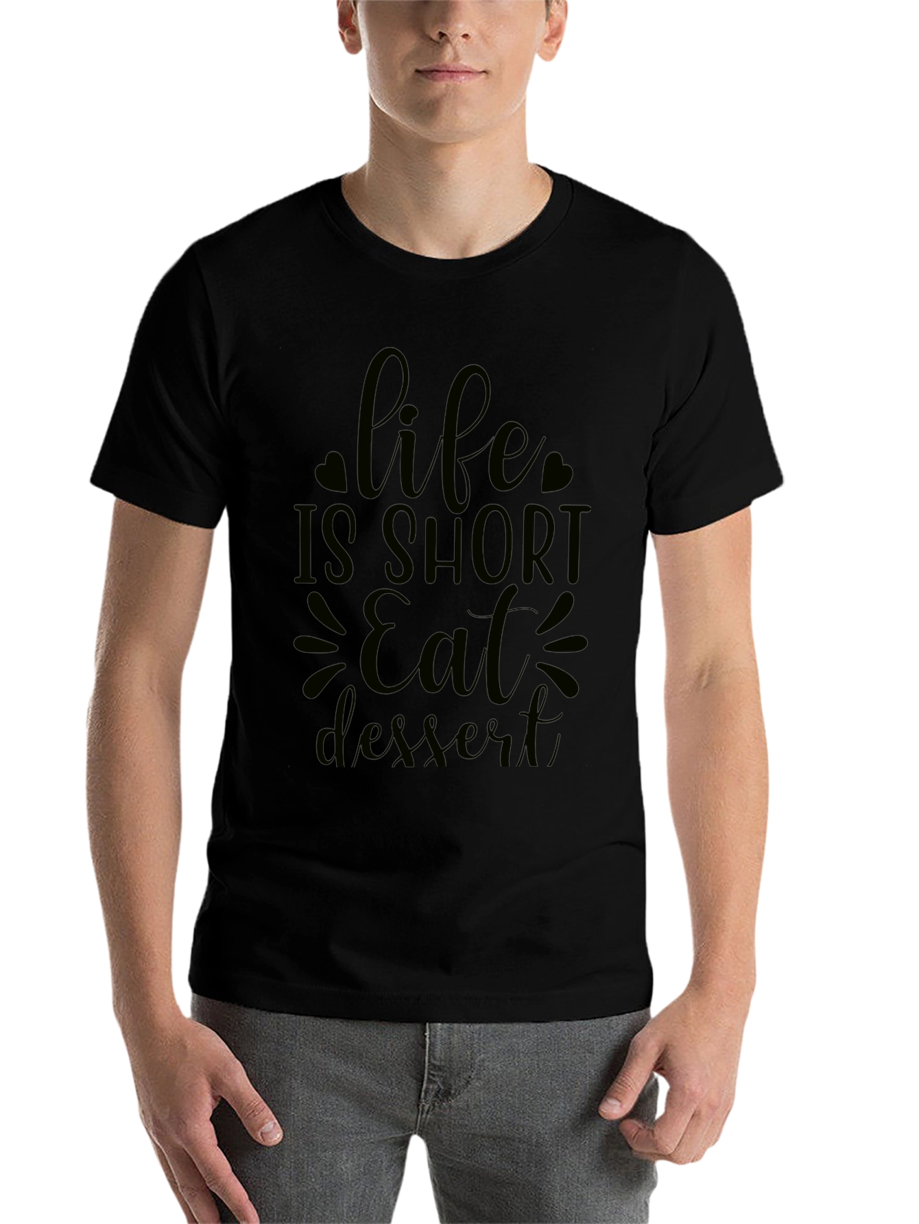 Life is Short Eat Dessert Black Graphic Tee