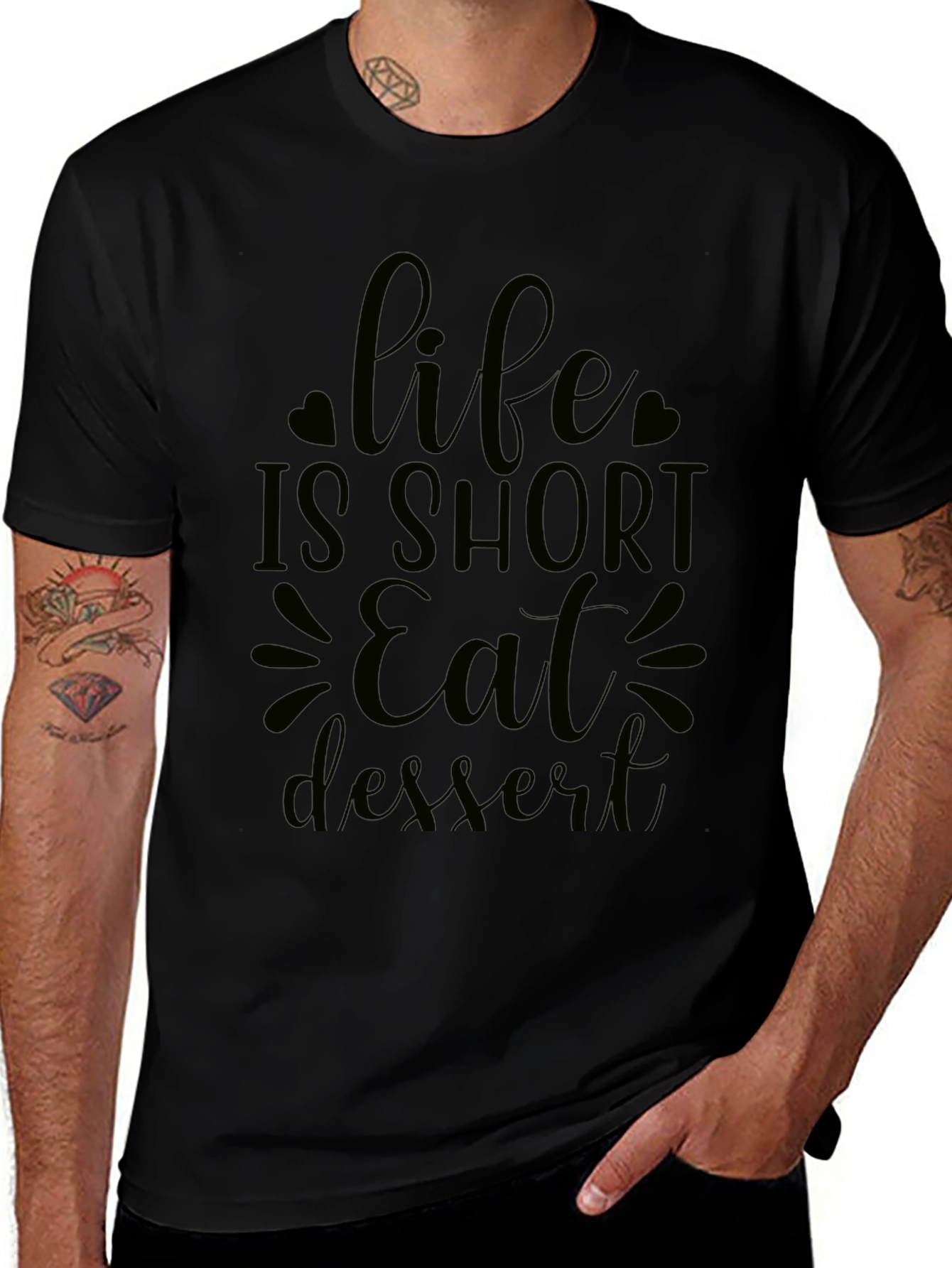 Life is Short Eat Dessert Black Graphic Tee