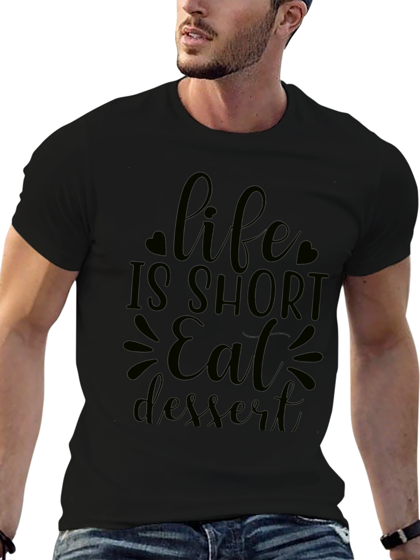 Life is Short Eat Dessert Black Graphic Tee