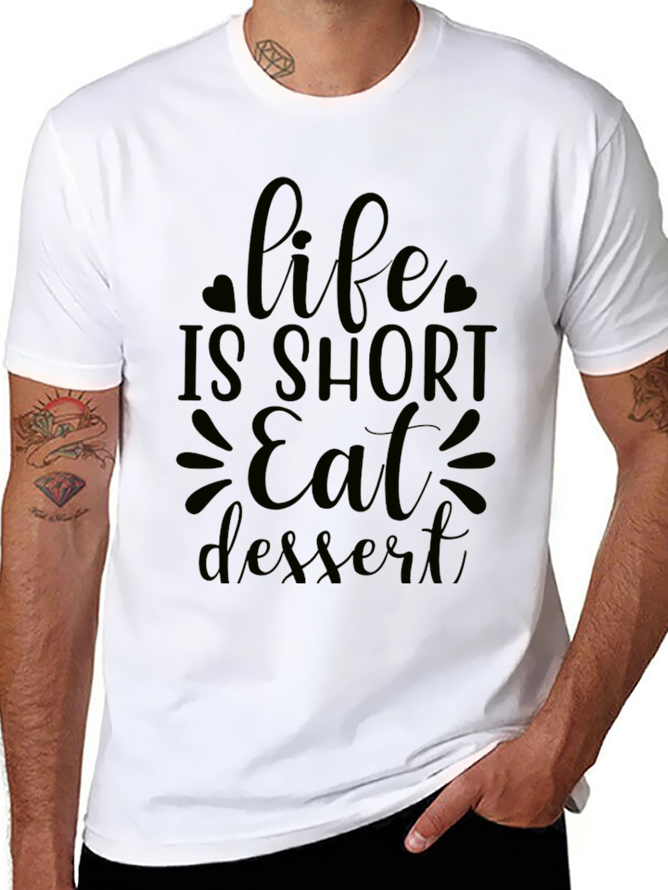 Life is Short Eat Dessert Black Graphic Tee