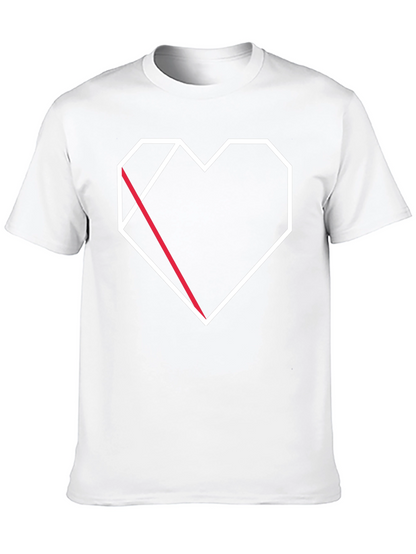 Geometric Heart Graphic Tee - Modern Black T-Shirt
