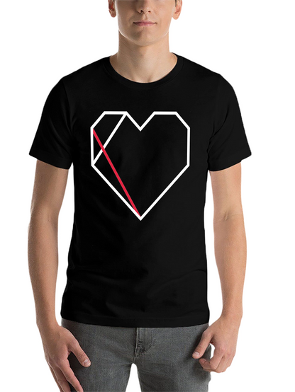Geometric Heart Graphic Tee - Modern Black T-Shirt