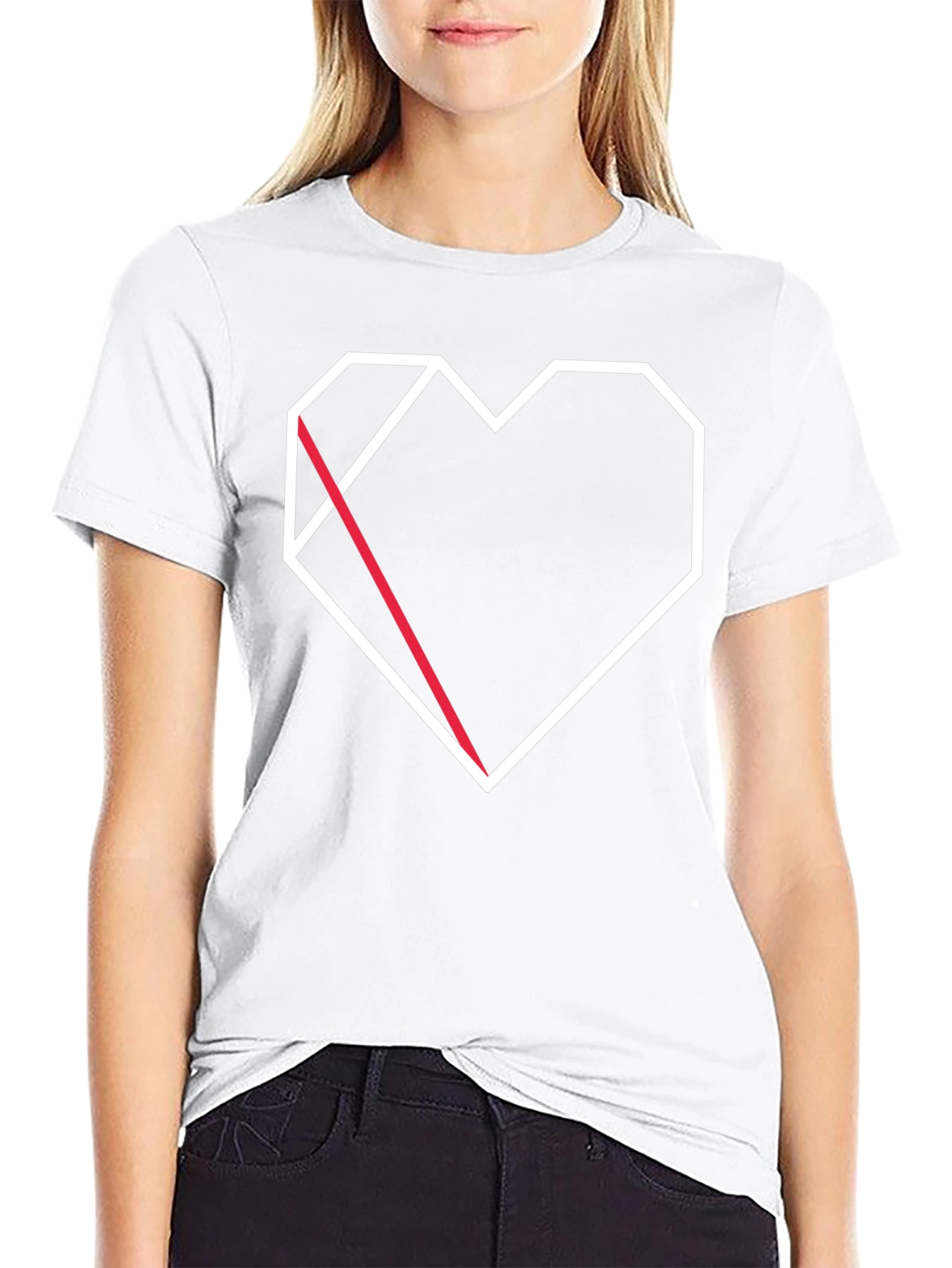 Geometric Heart Graphic Tee - Modern Black T-Shirt