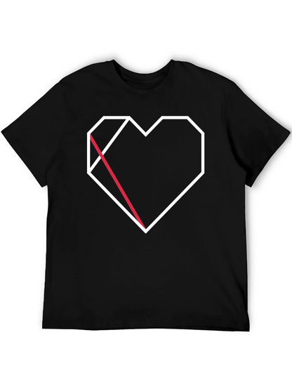 Geometric Heart Graphic Tee - Modern Black T-Shirt