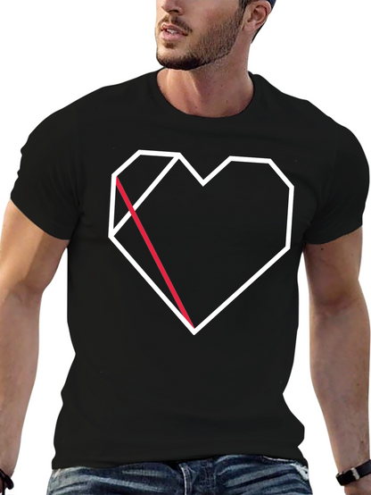 Geometric Heart Graphic Tee - Modern Black T-Shirt