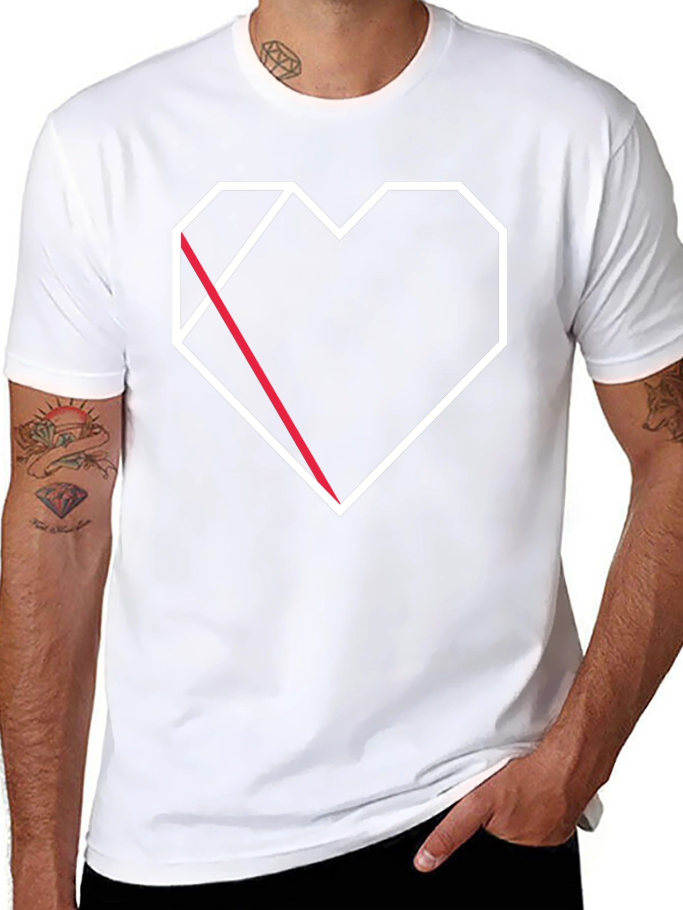 Geometric Heart Graphic Tee - Modern Black T-Shirt