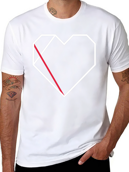 Geometric Heart Graphic Tee - Modern Black T-Shirt