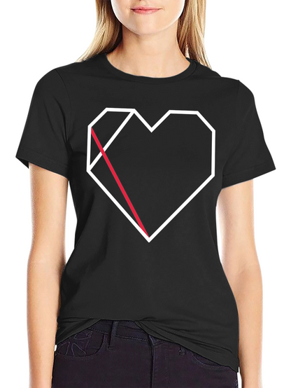 Geometric Heart Graphic Tee - Modern Black T-Shirt