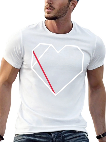 Geometric Heart Graphic Tee - Modern Black T-Shirt