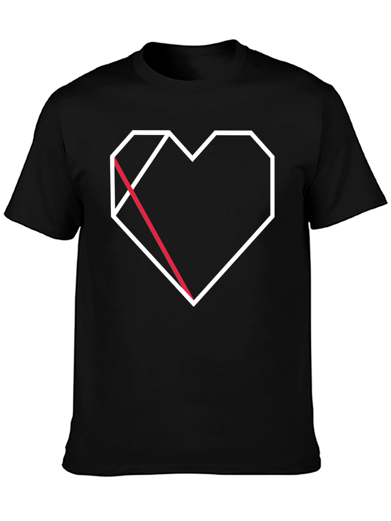 Geometric Heart Graphic Tee - Modern Black T-Shirt