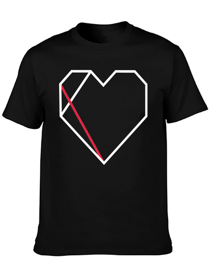 Geometric Heart Graphic Tee - Modern Black T-Shirt