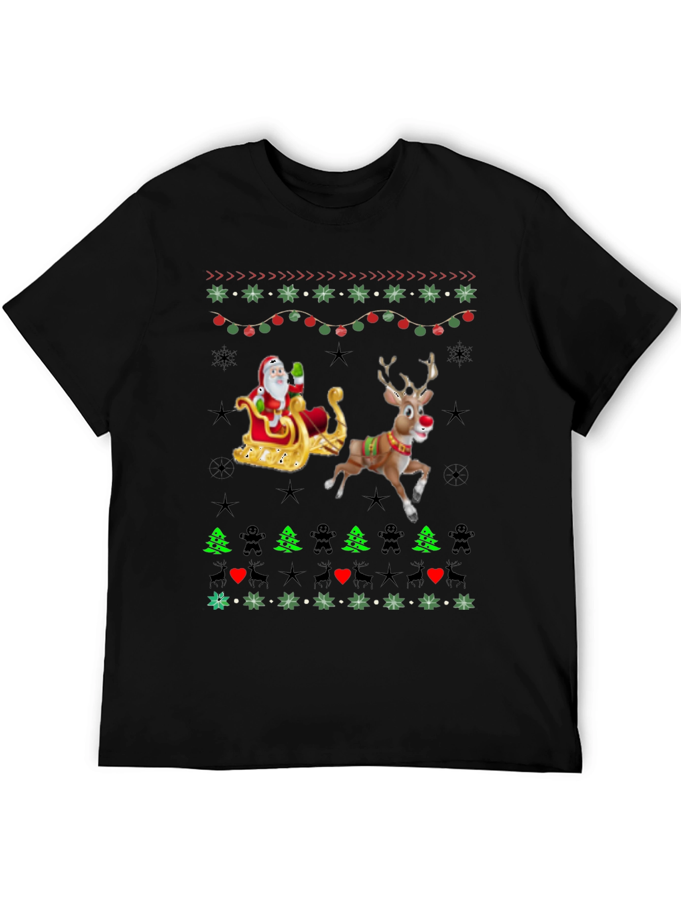 Festive Santa & Reindeer Ugly Christmas T-Shirt