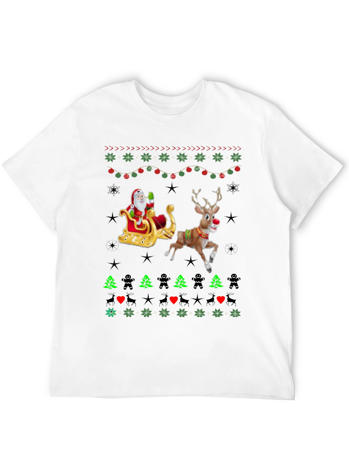 Festive Santa & Reindeer Ugly Christmas T-Shirt