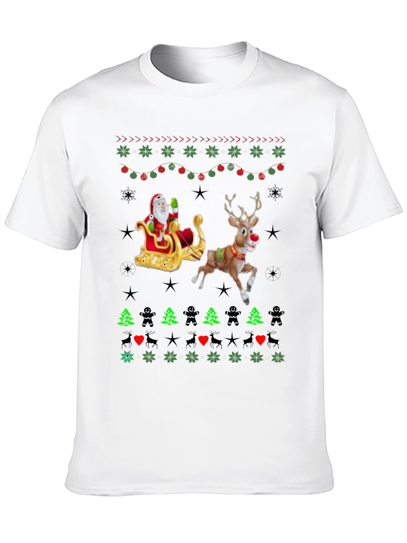 Festive Santa & Reindeer Ugly Christmas T-Shirt