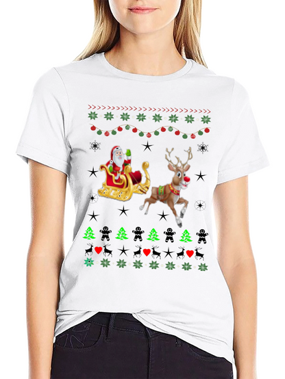 Festive Santa & Reindeer Ugly Christmas T-Shirt