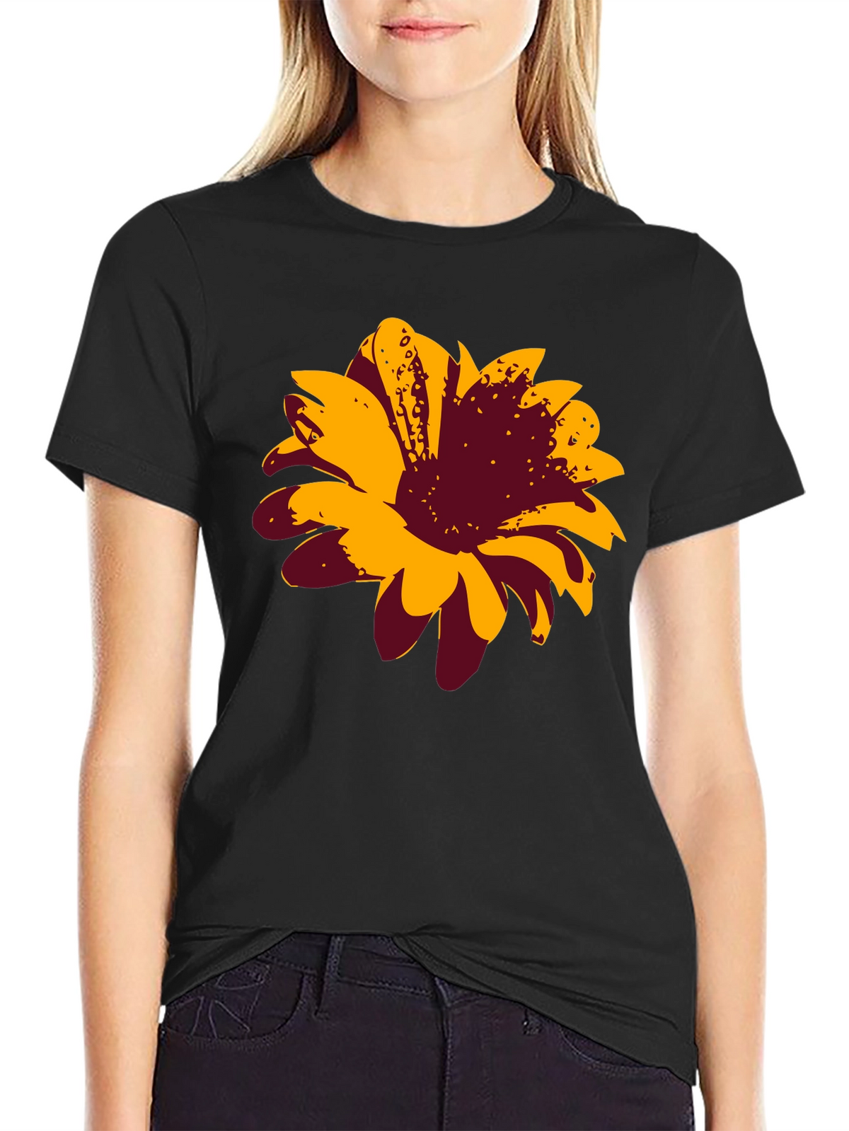 Bold Floral Graphic Tee - Black