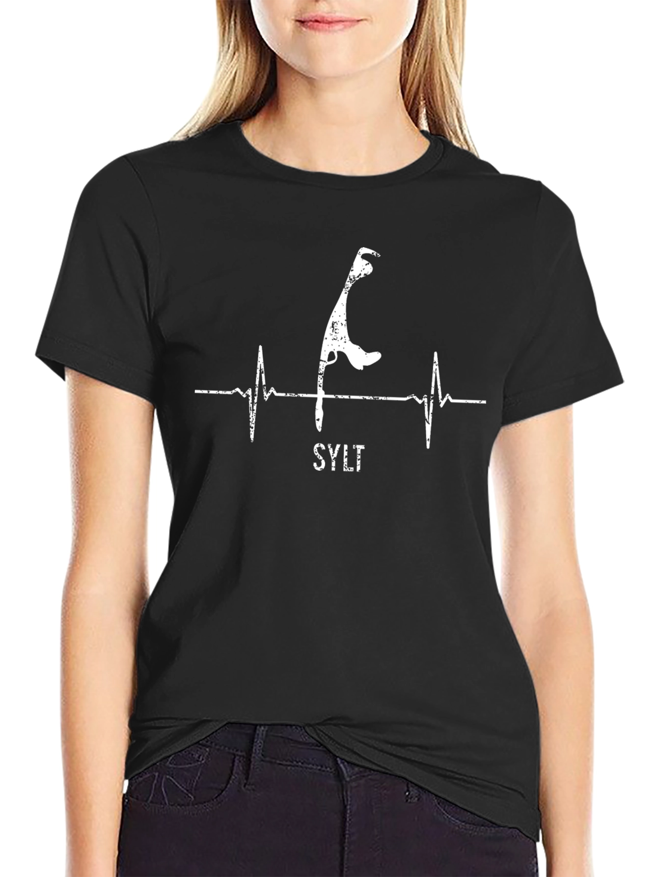 Sylt Island Heartbeat T-Shirt - Black