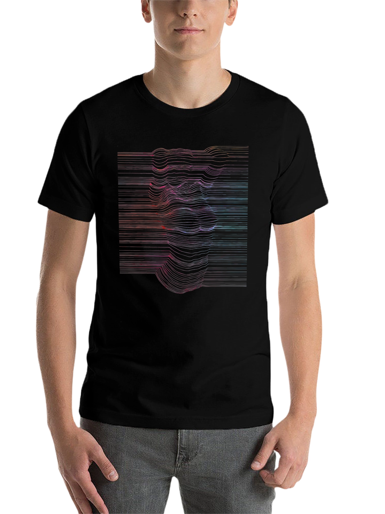 Abstract Line Art Face Graphic T-Shirt